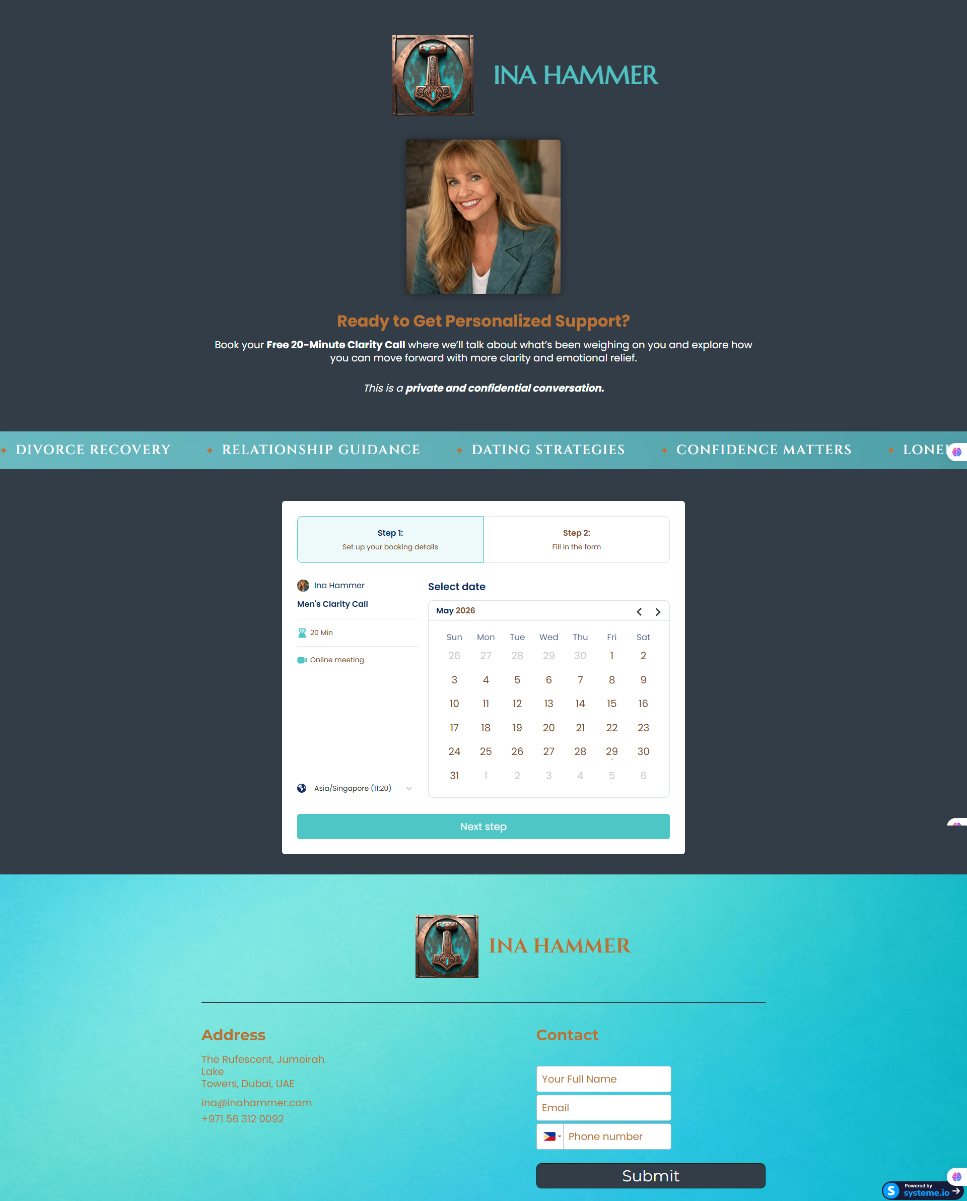 Ina Hammer — Booking Page