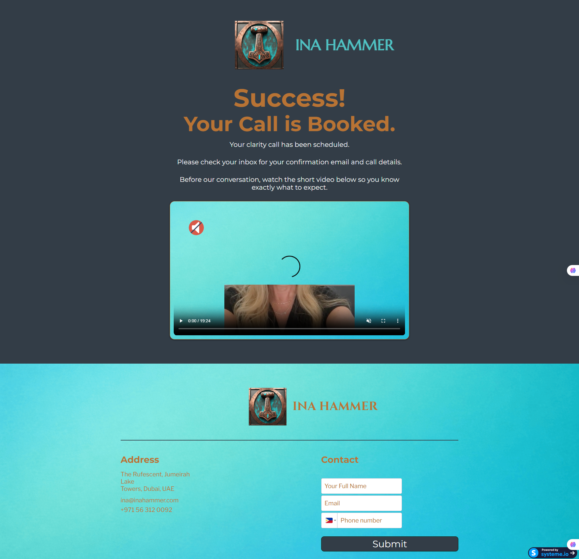 Ina Hammer — Thank You Page