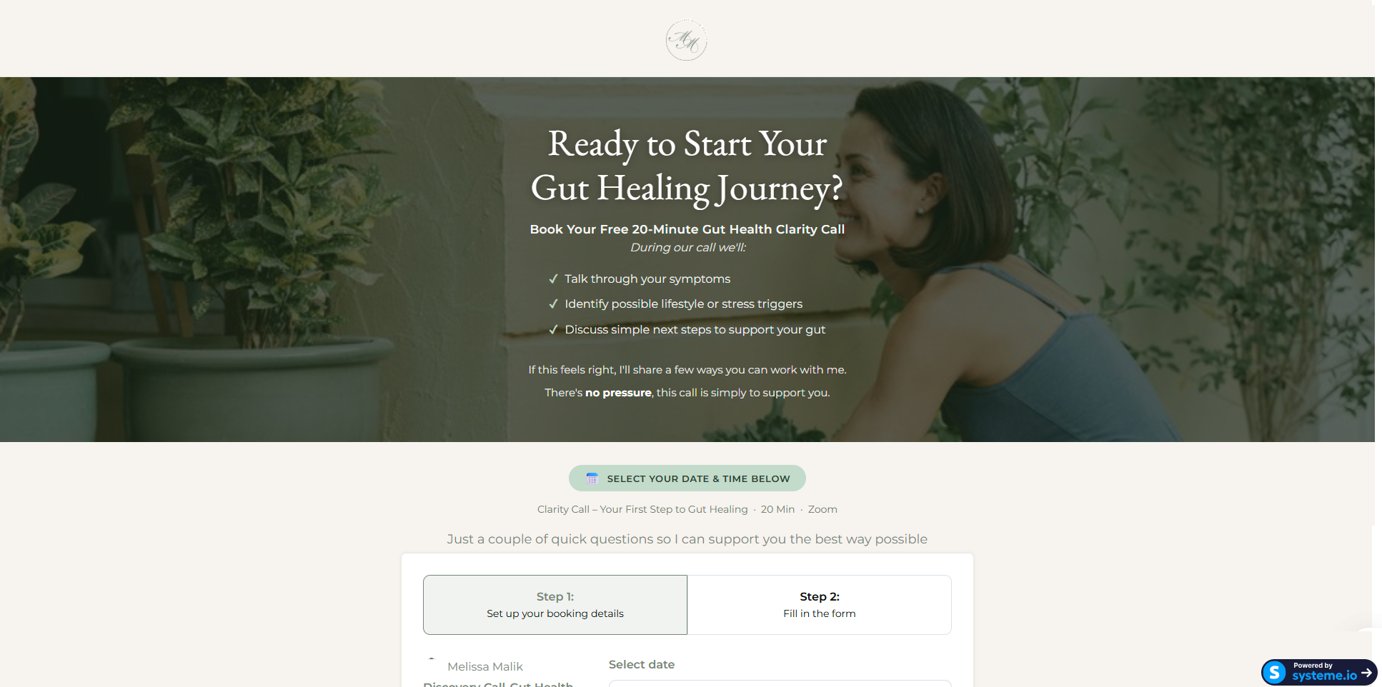 Melissa Malik — Booking Page